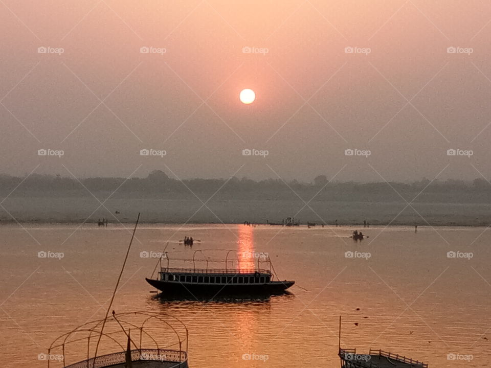 Ganga ghat image at Varanasi India a beautiful image shows the morning pleasure