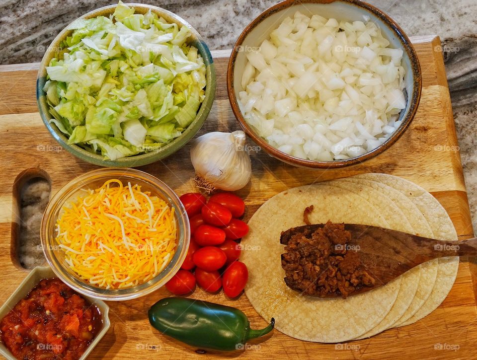 Taco Tuesday. Making Tacos At Home With Fresh Ingredients
