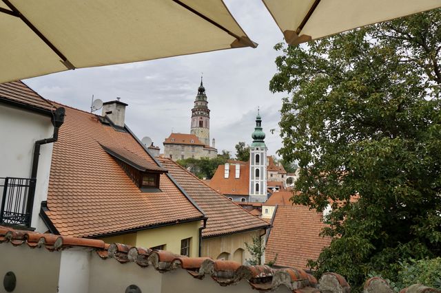 Cesky Krumlov views from our Hotel outdoor terrace