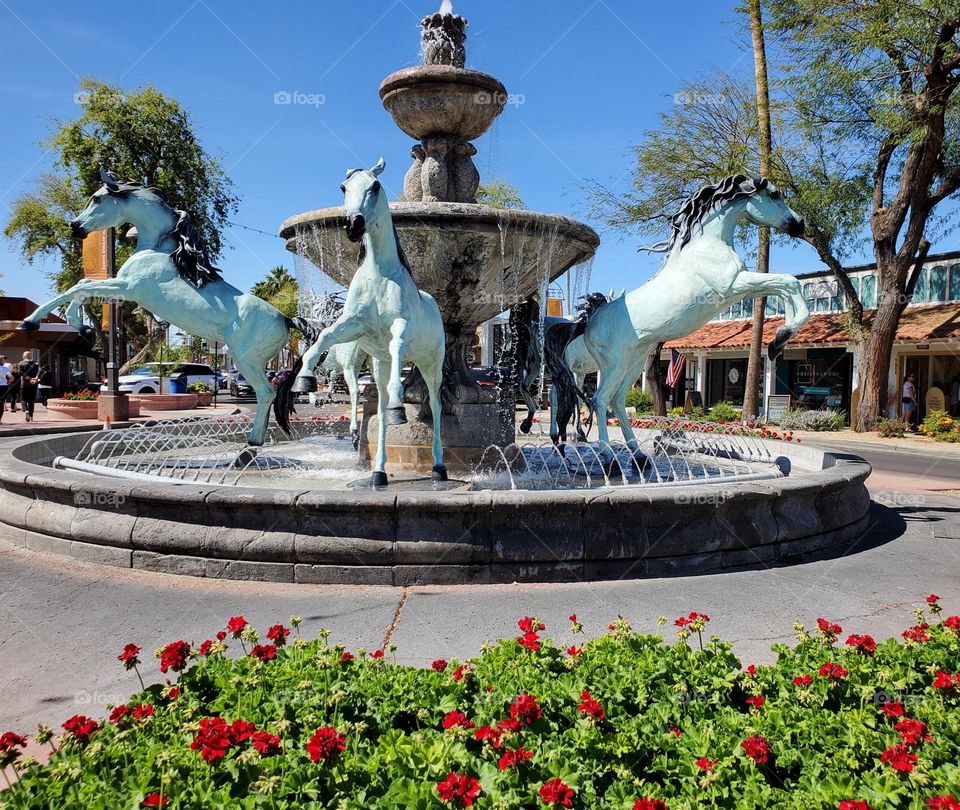 Bronze Horse Fountain in Scottsdale