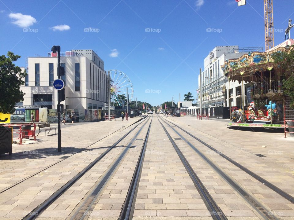 Streetcar rails and a merry-go-round 