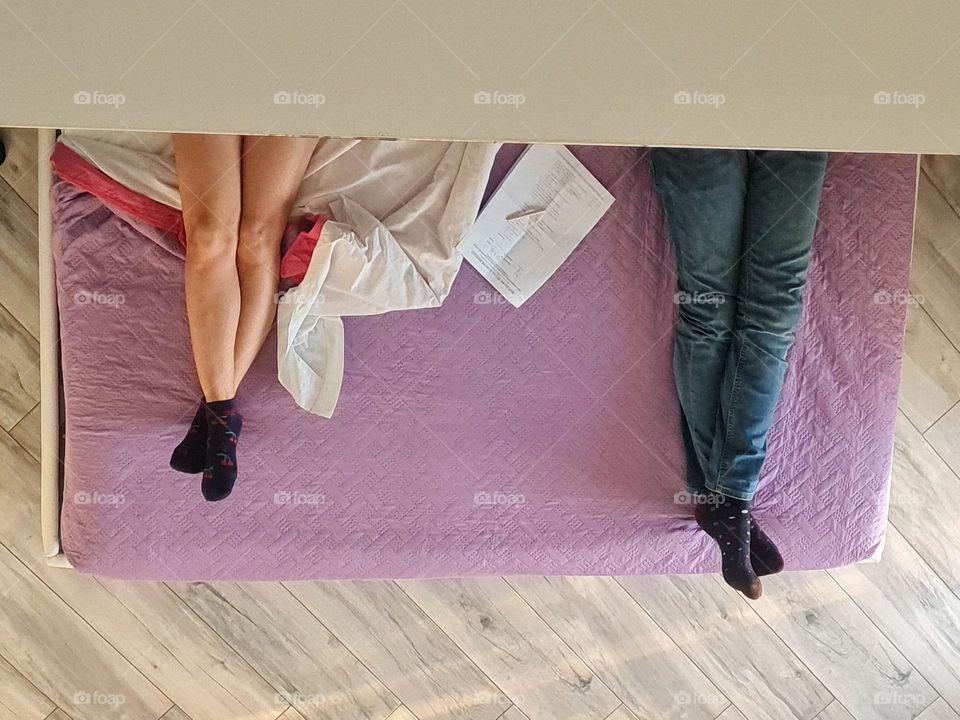 photo from above of a couple in a moment of relaxation