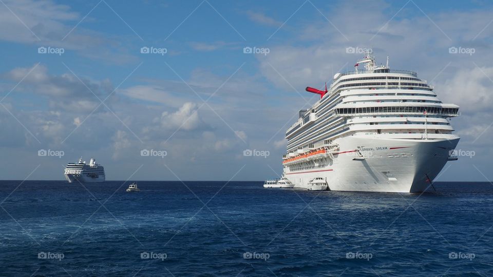 Cruise ships at sea