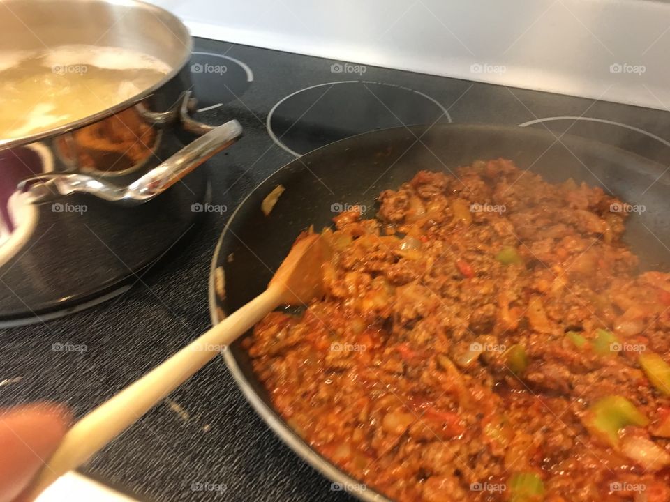 Pasta and meat sauce