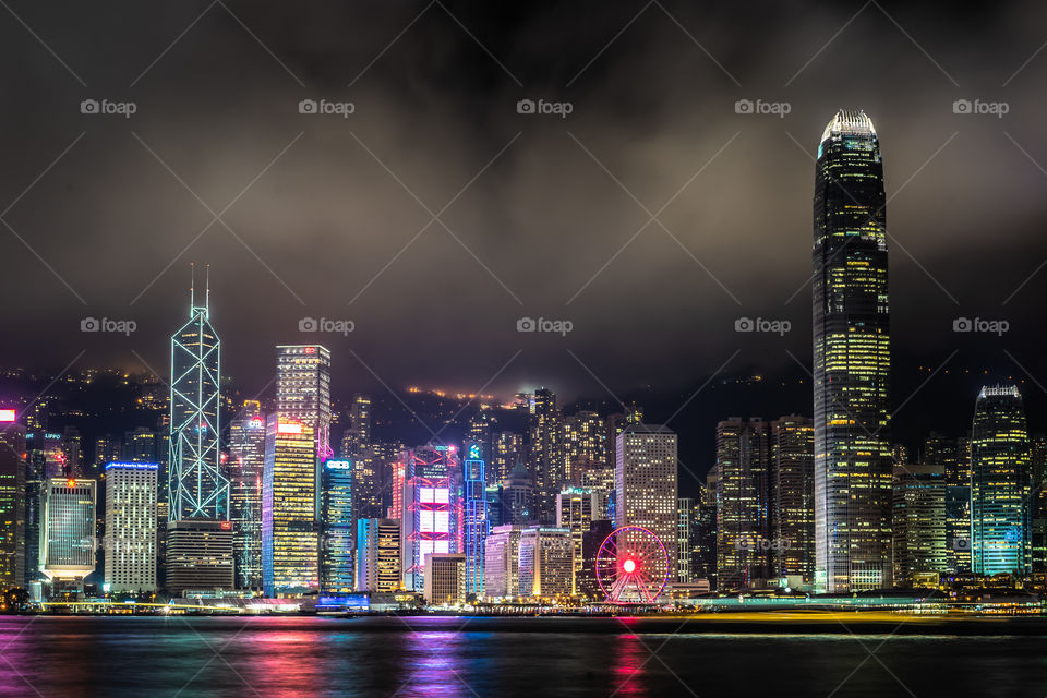 Night view of Hong Kong from Avenue of Stars