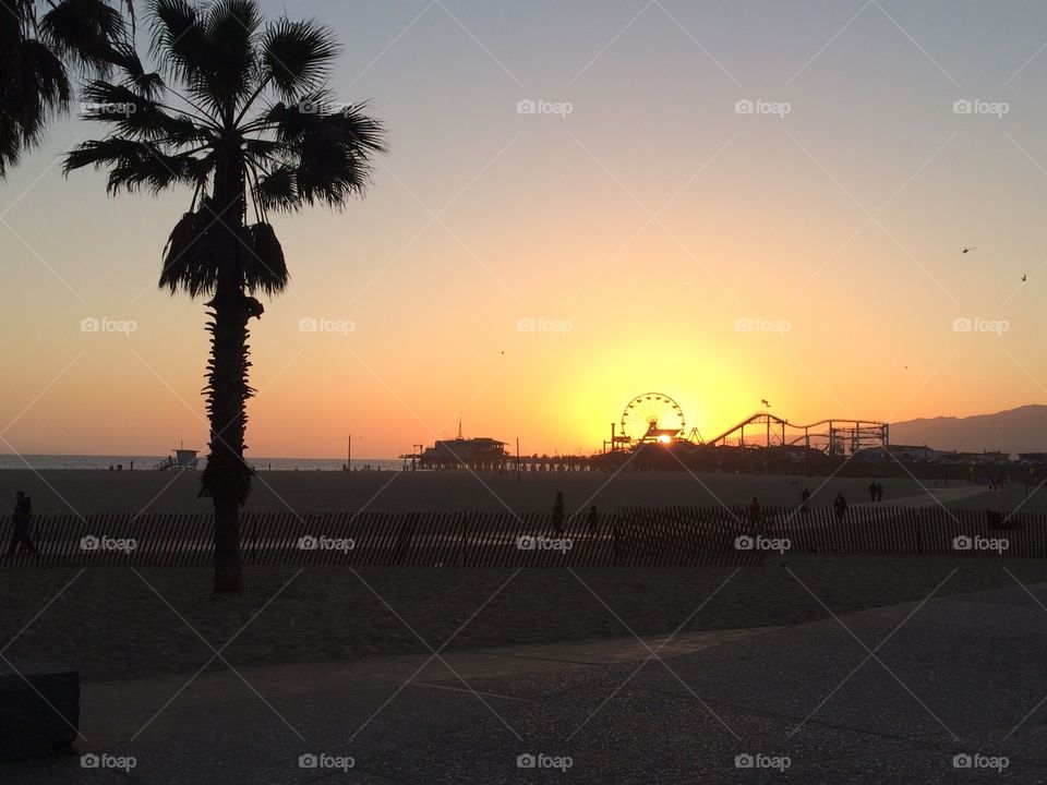 Santa Monica sunset . Sunset in Santa Monica California 