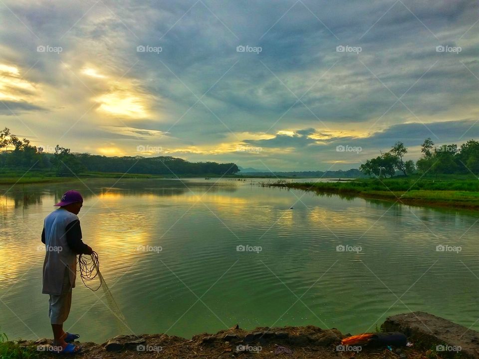 beautiful morning landscape at Wonogiri, Indonesia