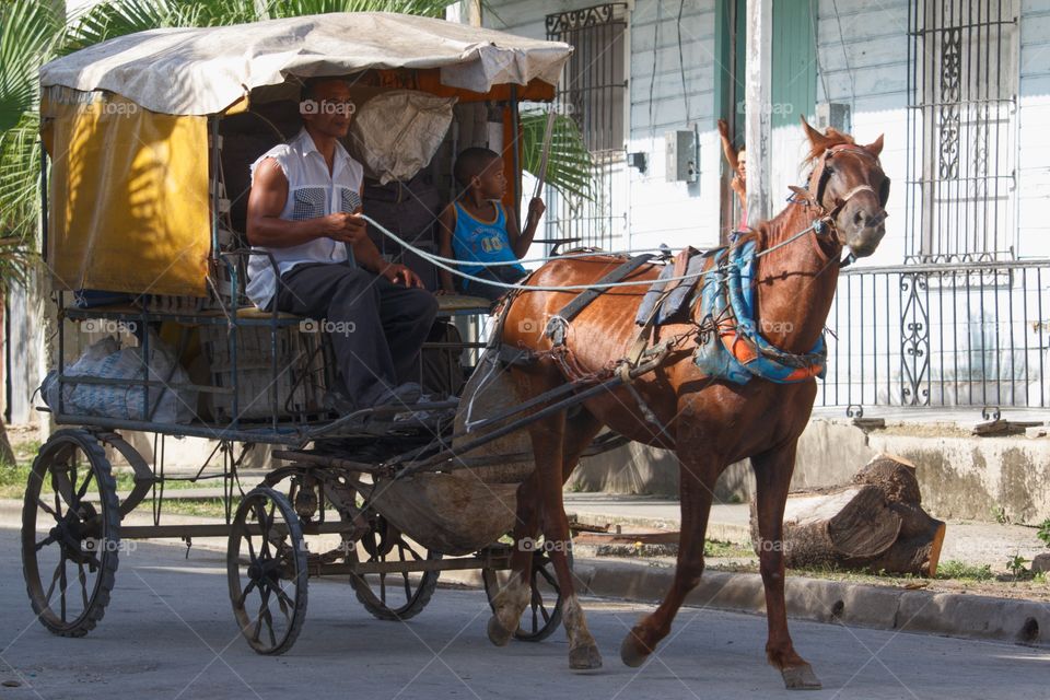 Cuba.Horse drawn carriage.