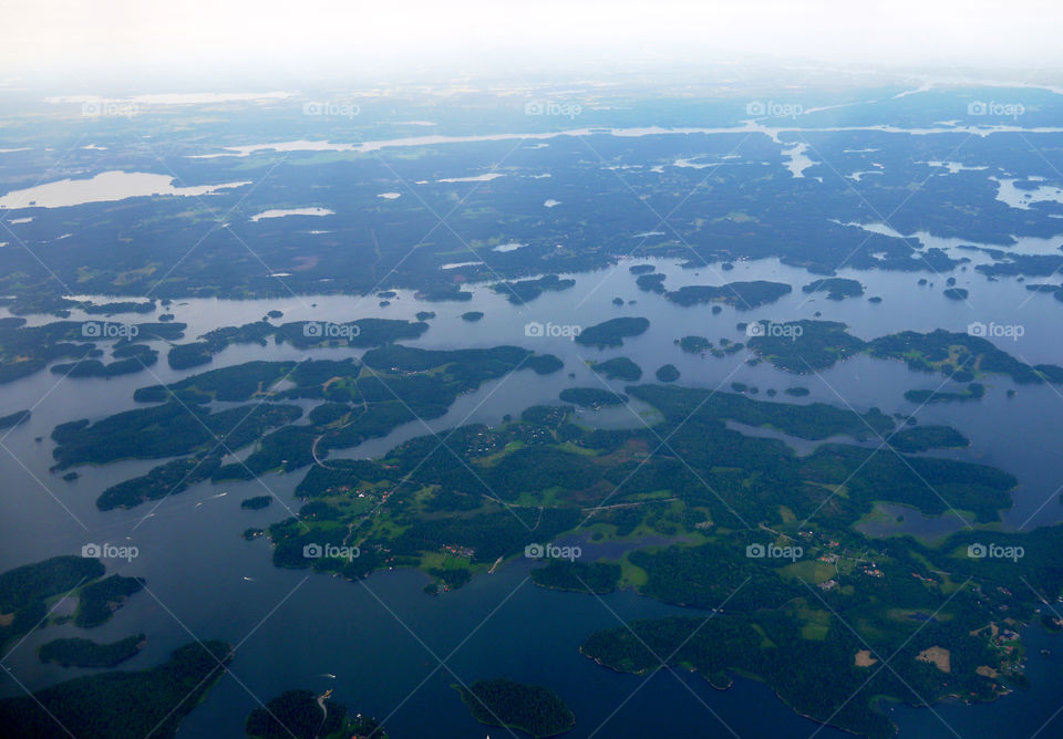 Aerial over Stockholm archipelago