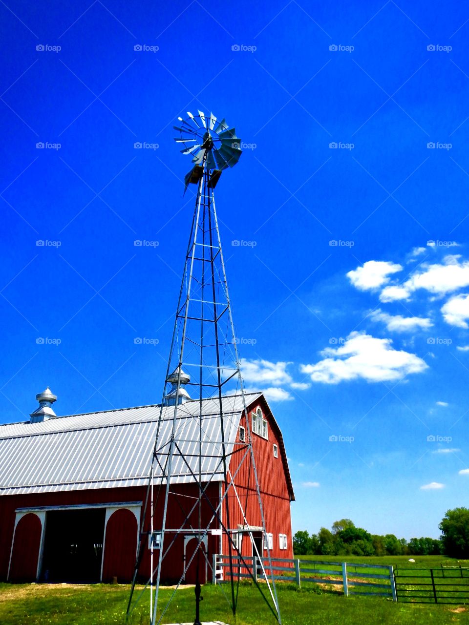 Old red Indiana barn. 