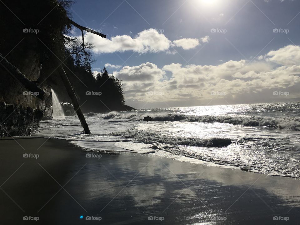 Scenic view of waves at sea