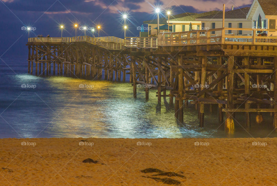 Crystal Pier, Pacific Beach, California - Long Exposure Shot at night during the blue hour. Stunning colors! 