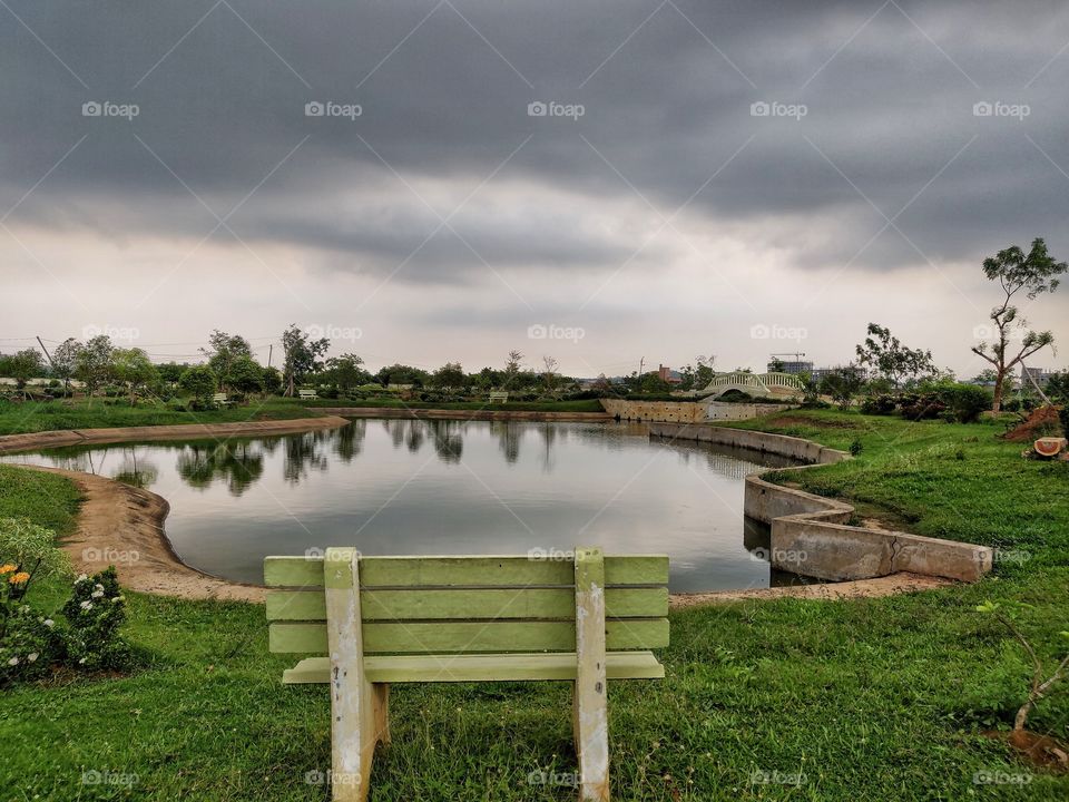 Cloudy weather in a park