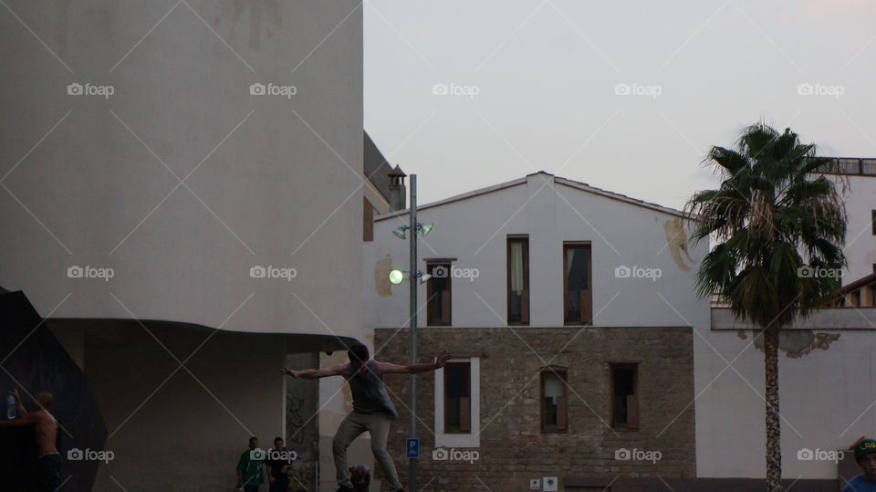 Skaters in the MACBA square. Barcelona 