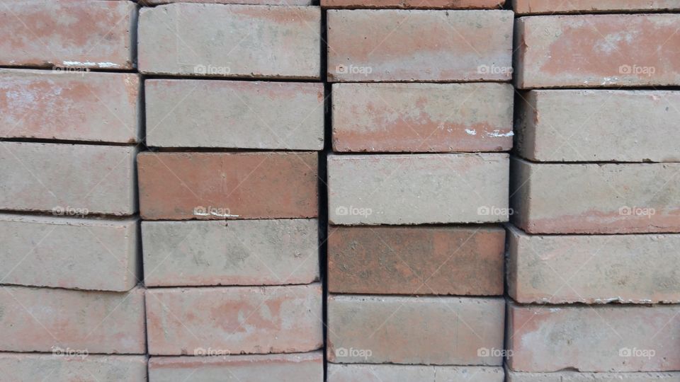 stack of red bricks