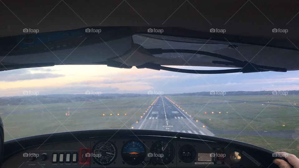 View From The Cockpit During  Landing On RunWay 