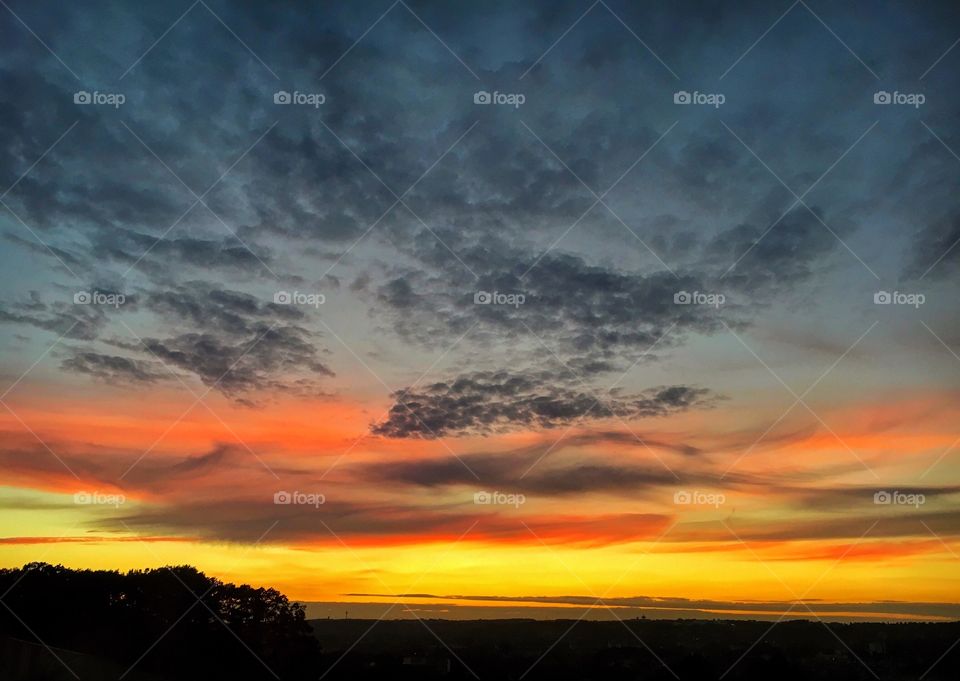 View of sunset with dramatic sky