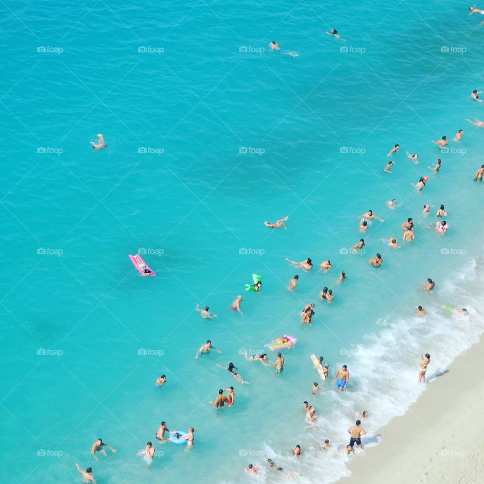 on the beach and in the sea in Tropea