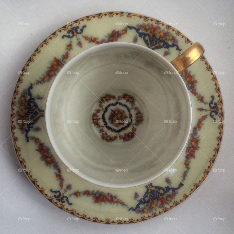 Antique Espresso Cup and Saucer