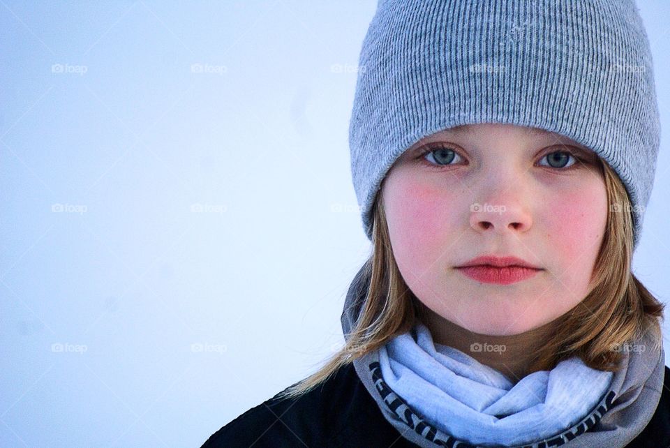 Girl in winter clothing