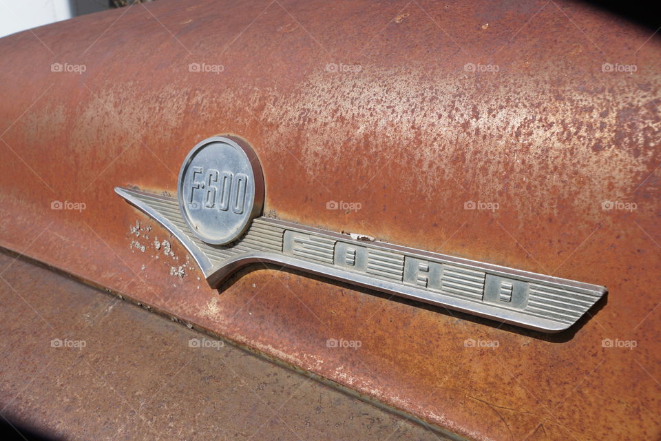Rusty Gold 1956 Ford F600 hood and emblem    
