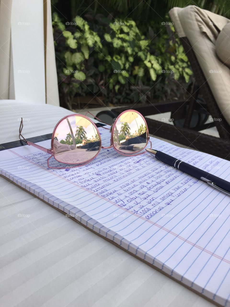 chillin poolside writing 
