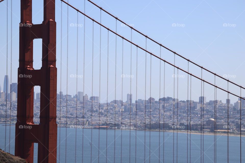 City view through the bridge 