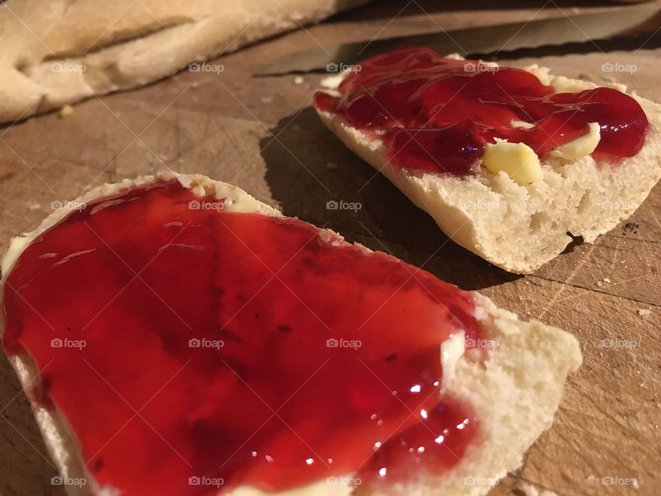 Red berry jam toast 