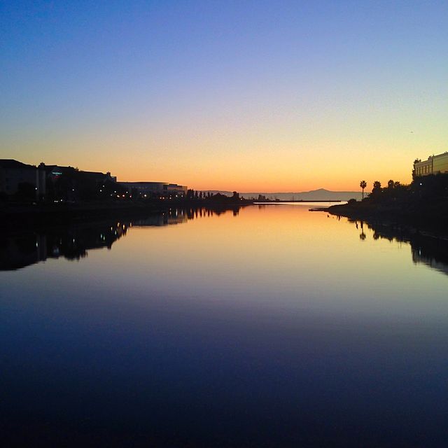 Scenic view of river during sunset