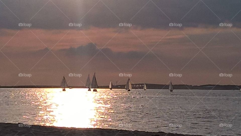 Sailboats in the bay