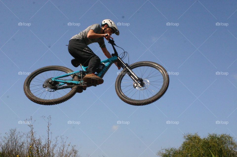 Cyclist make a jump