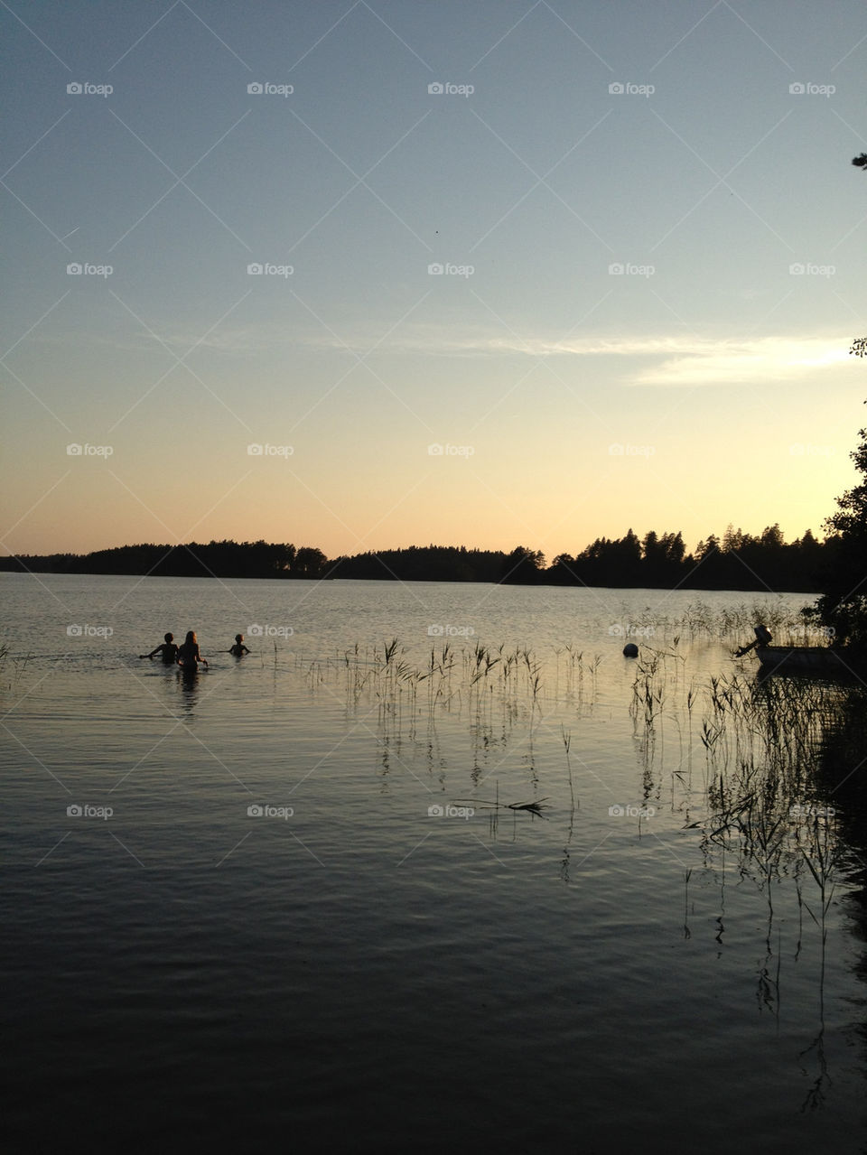 sky sunset water lake by jempa