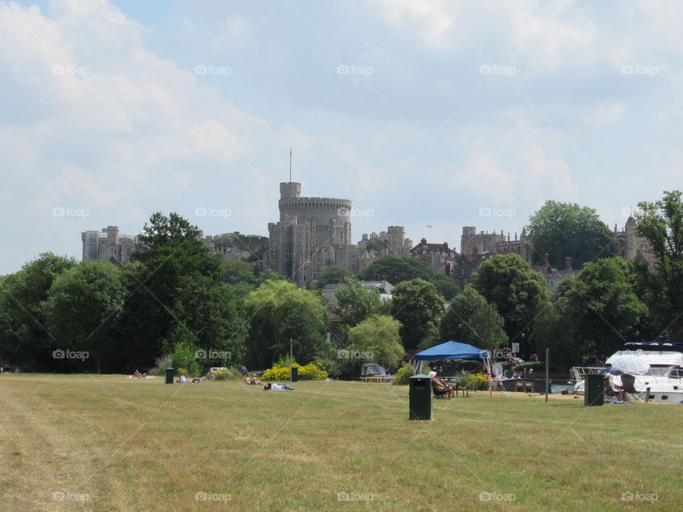 English countryside with Windsor castle in view