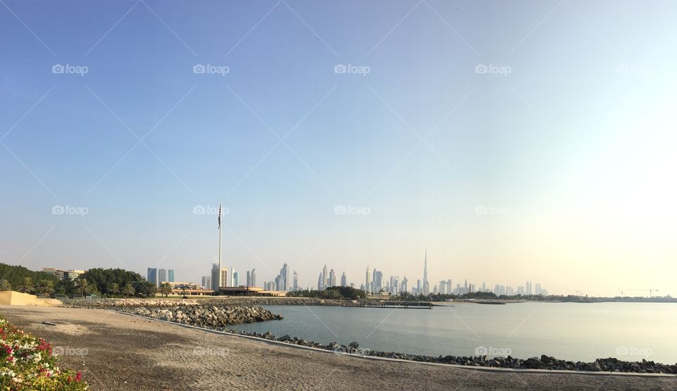 Dubai skylineview from beach side