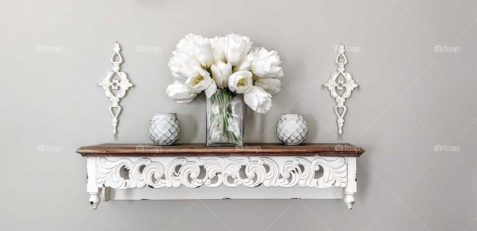 elegant inside design wall hanging flower vase decoration shelf no person