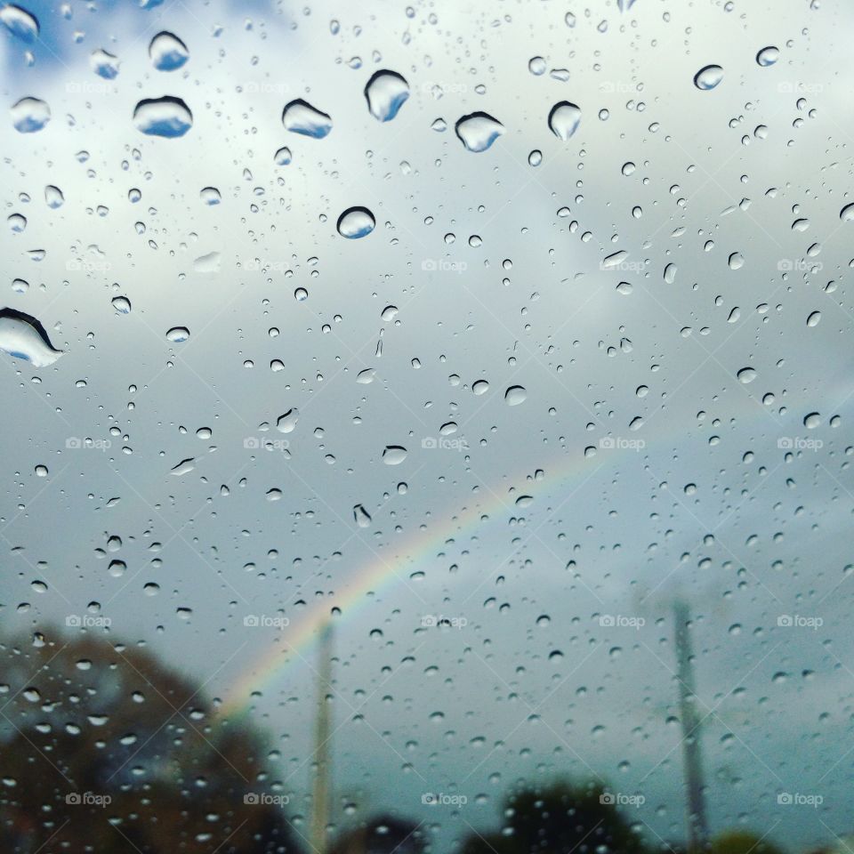 Colorful rainbow and raindrop