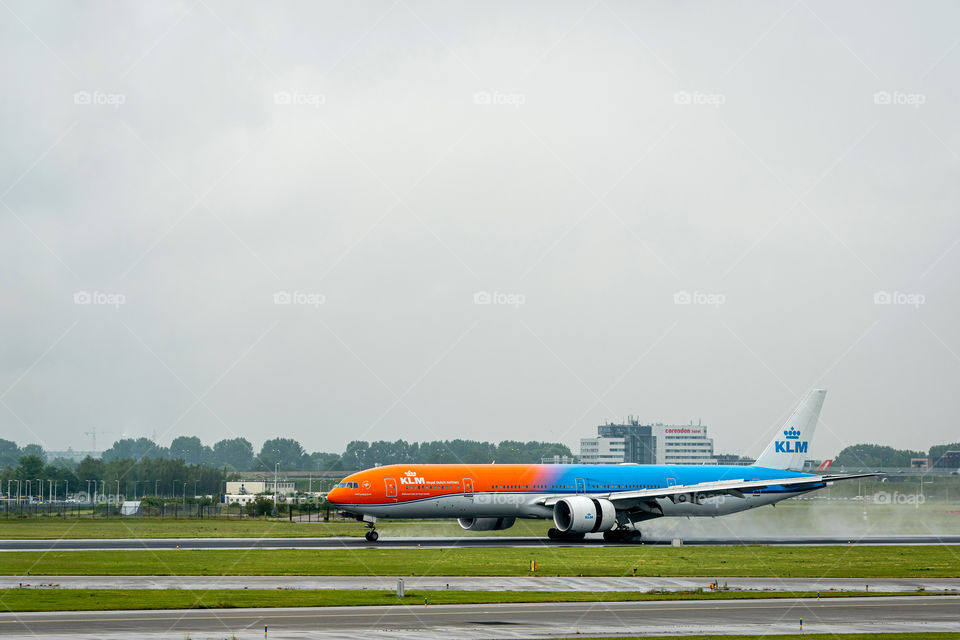 KLL Royal Dutch Airlines airplane landing in airport