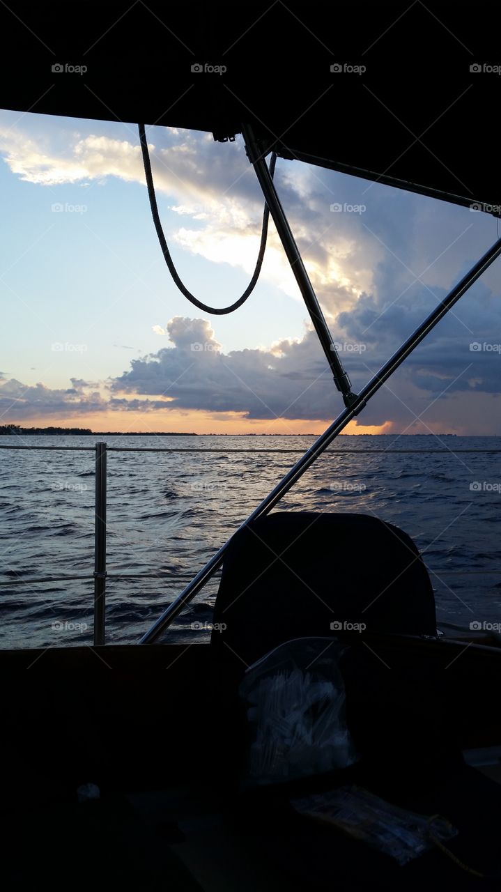 Sunset on sailboat