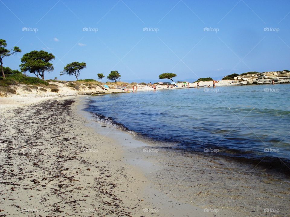 Sandy beach in Greece. orange beach sithonia