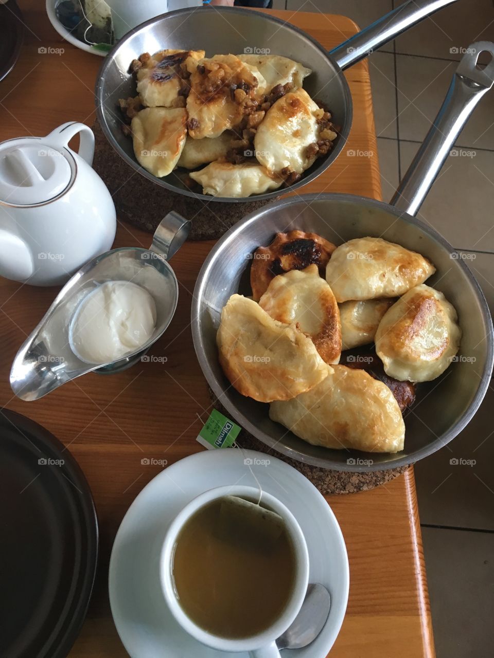Pierogi and Tea after a cold Warsaw Tour