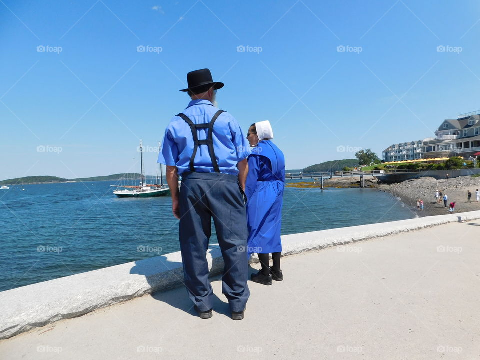 Elderly couple enjoying the ocean view