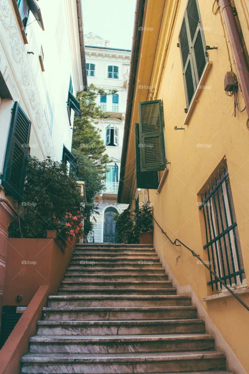 Rapallo street in typical Italian style