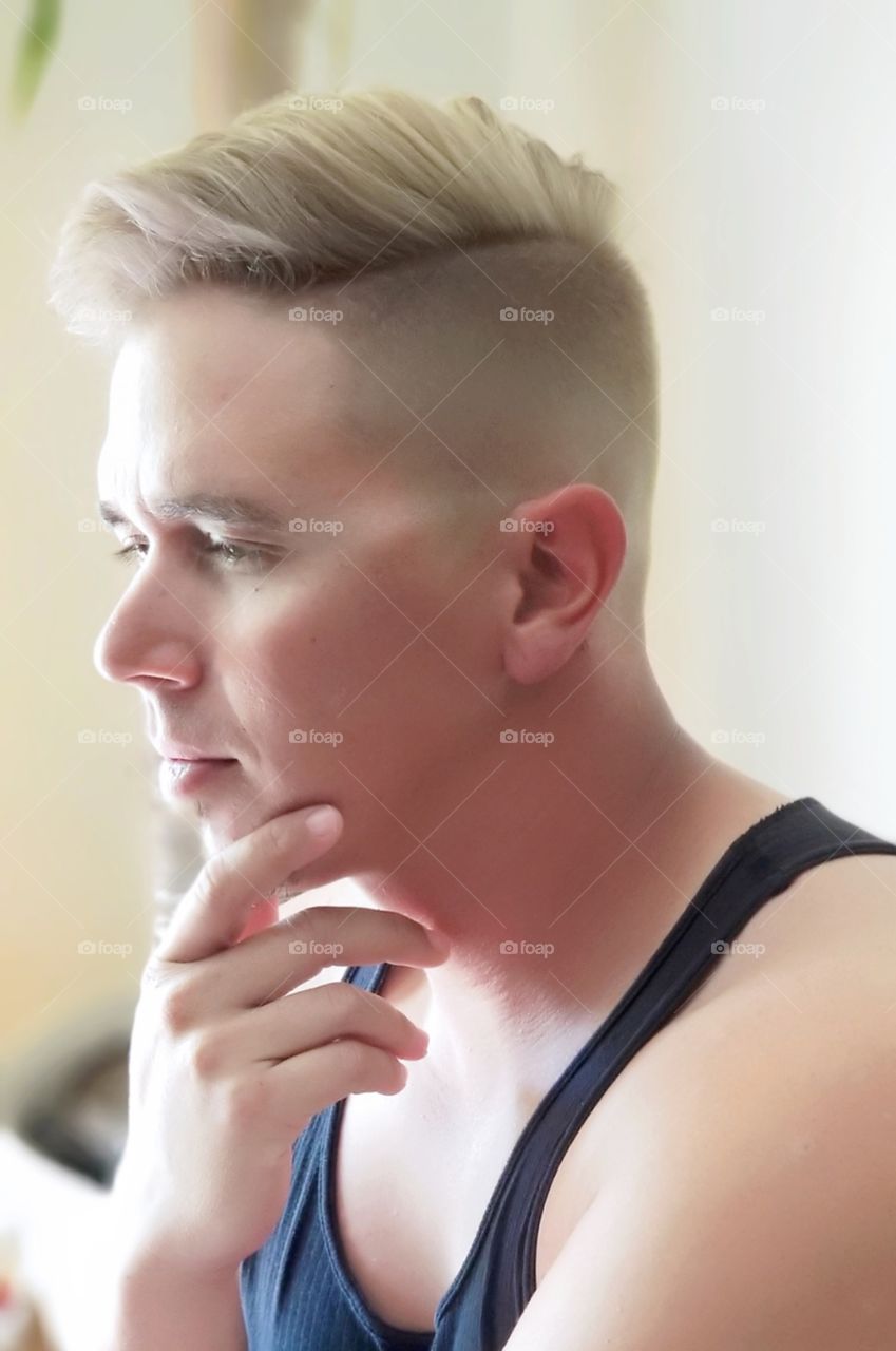 blond comb over fade