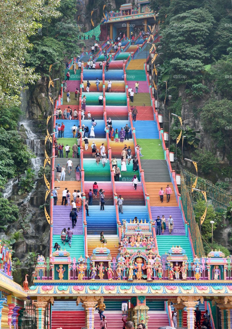 Colored steps at Batu caves - Kuala Lumpur