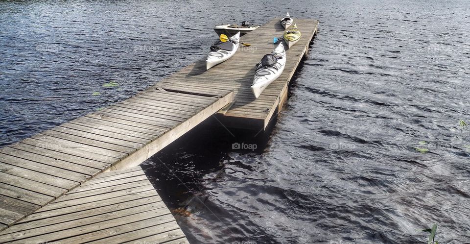 Resting kayaks. 