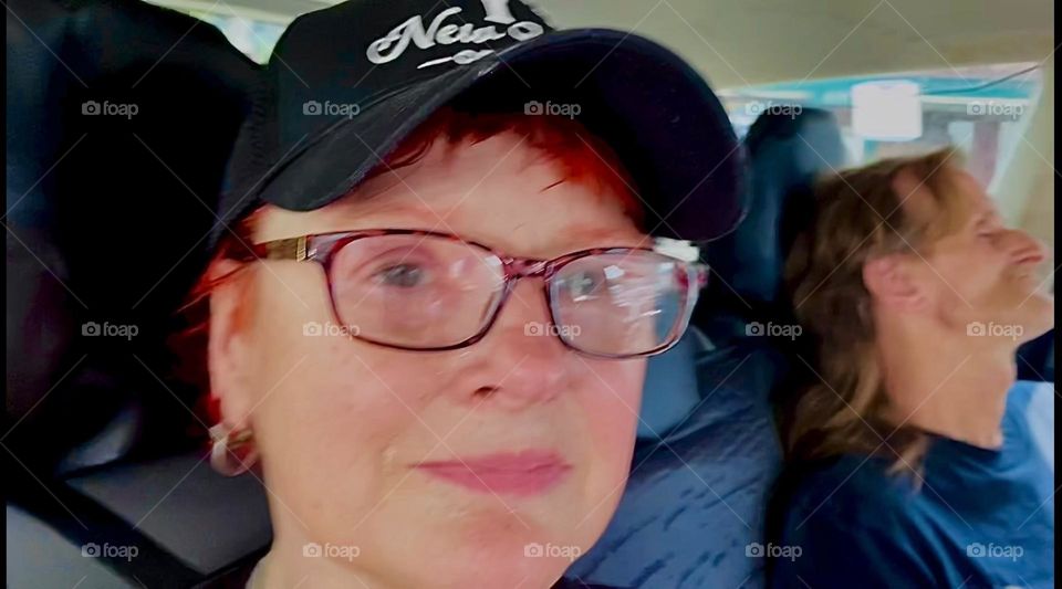 I, “Petra Schiller” a.k.a. “Maxine Firefox” am riding homewards in a car about to arrive on “Borden Ave” by the “Pulaski Bridge” at “Newtown Creek” in LIC, Queens. 2023. Hypnotic Productions