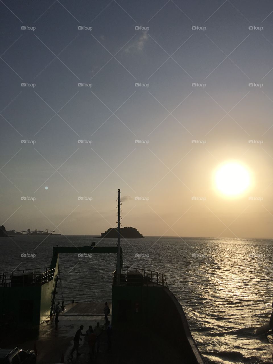 iron boat at sunset