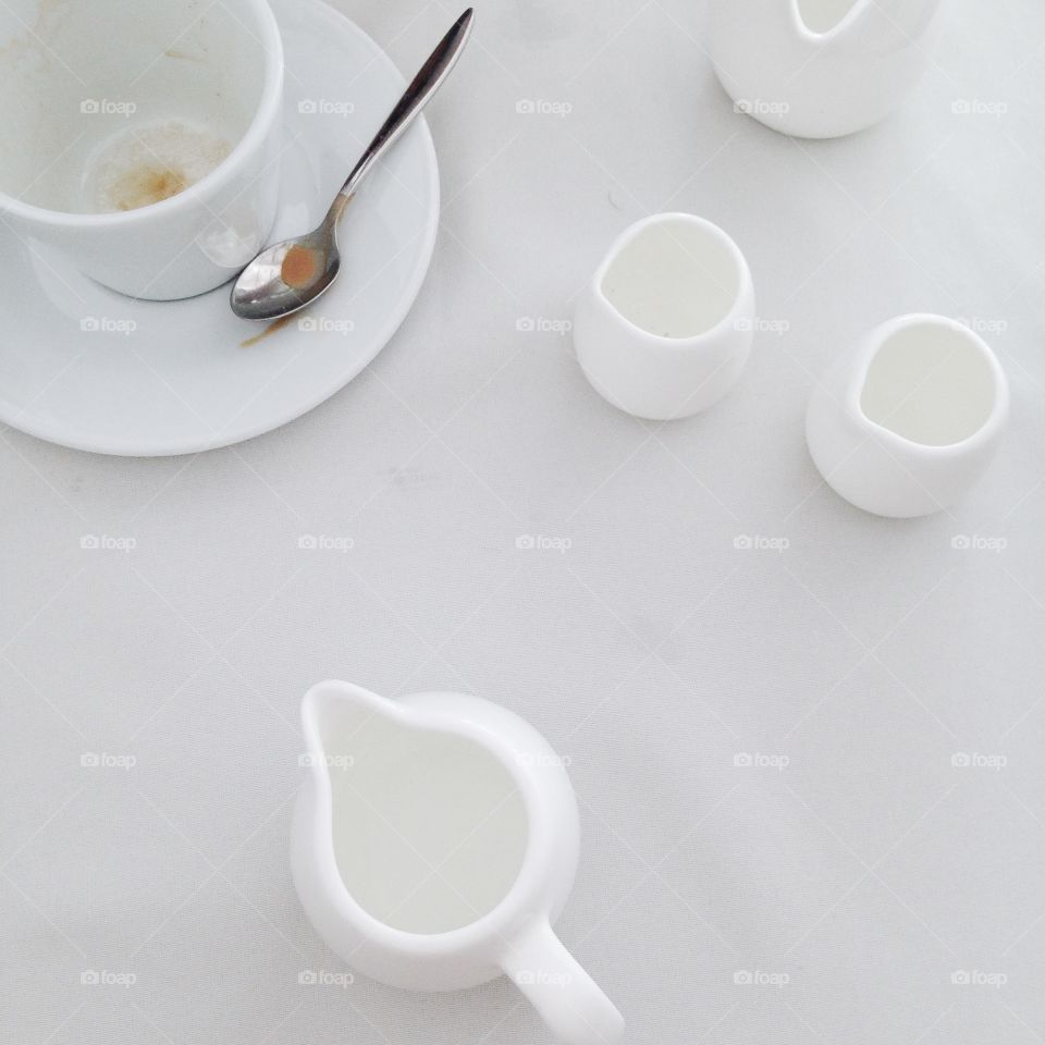 white crockery on white table
