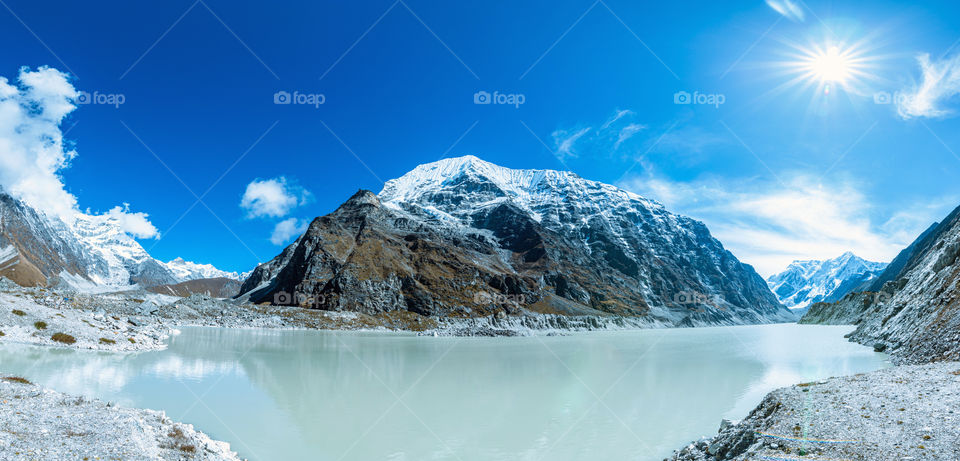 Beautiful view of Tsho rolpa lake and mountain, Nepal