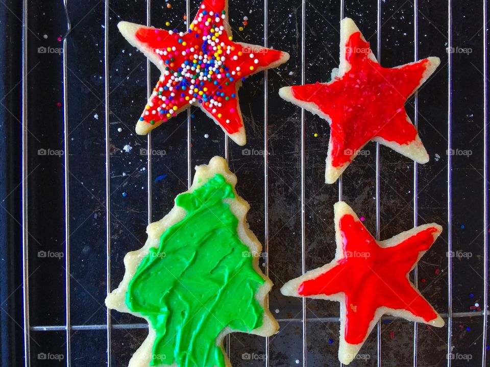 Christmas cookies with copy space